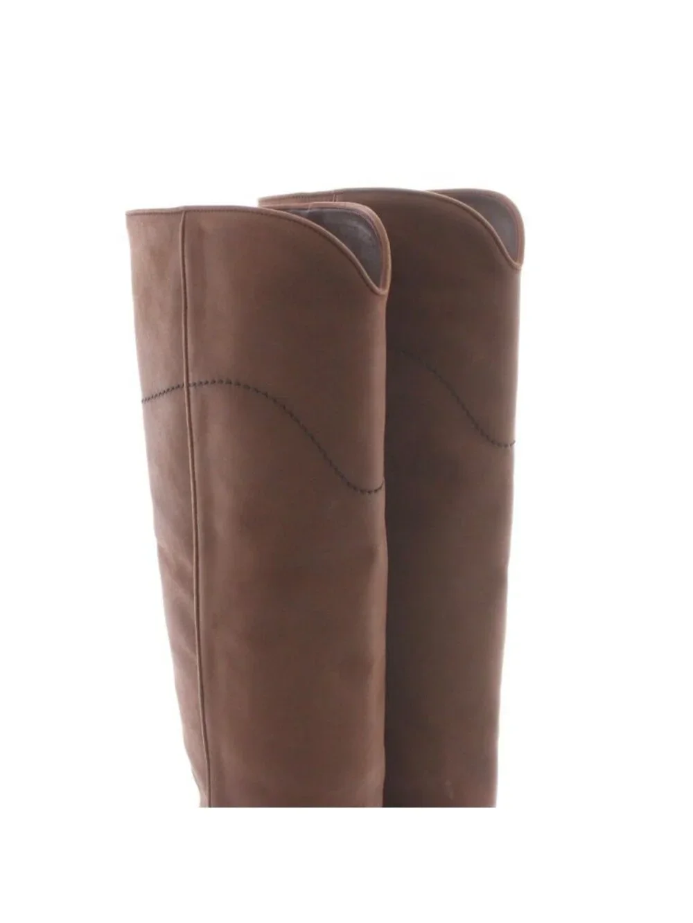 Chanel CC Logo Long Boots Leather Chanki Heels 36c Brown